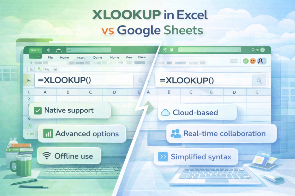 XLOOKUP in Excel vs Google Sheets