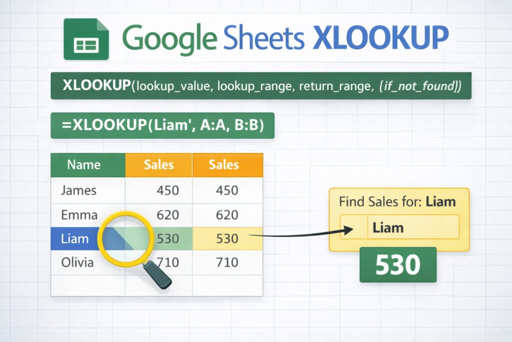 Google sheets xlookup