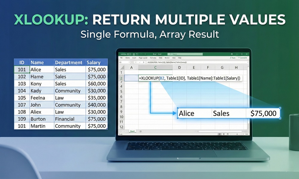 XLOOKUP Return Multiple Values: The Complete Excel Guide xlookup return multiple values